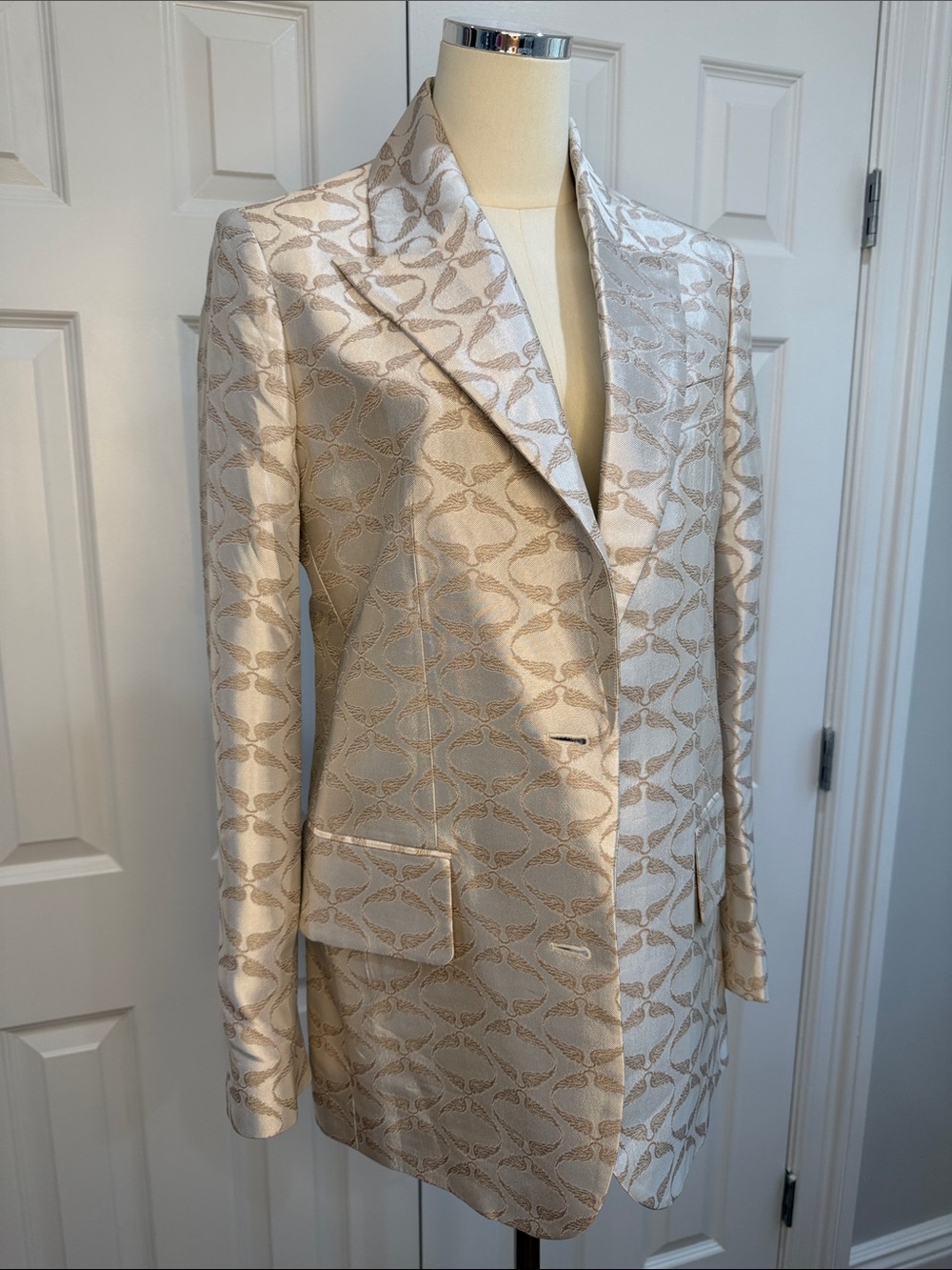 Zadig & Voltaire Vicka Jacquard Wings Blazer Cream Gold Flop Packets US 8-10 - Picture 4 of 16